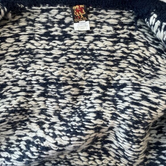 Pokhara Hand Knit Women Wool Cardigan Sweater L Nordic Fair Isle Toggle Buttons - Picture 13 of 13